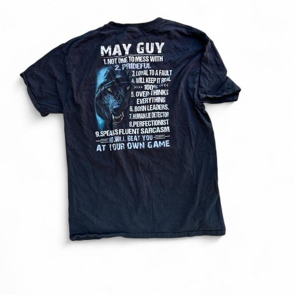 Other - May Guy Wolf Graphic T-Shirt‎ Black Short Sleeve Zodiac Birthday Mens Tee